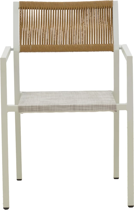 Set mize s stoli Savor-Kliton, aluminij bel in naravni ratan, 80x80x74 cm, 5 kosov