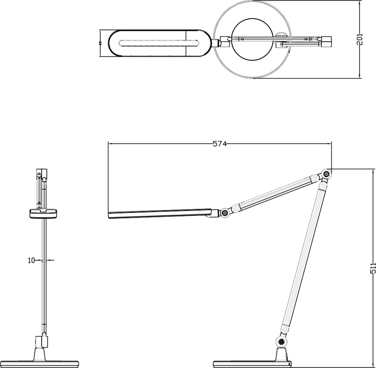 Profesionalna namizna svetilka LED BLAIN PRO FH4462.02 črno-siva ABS 57,4x51,1Hcm