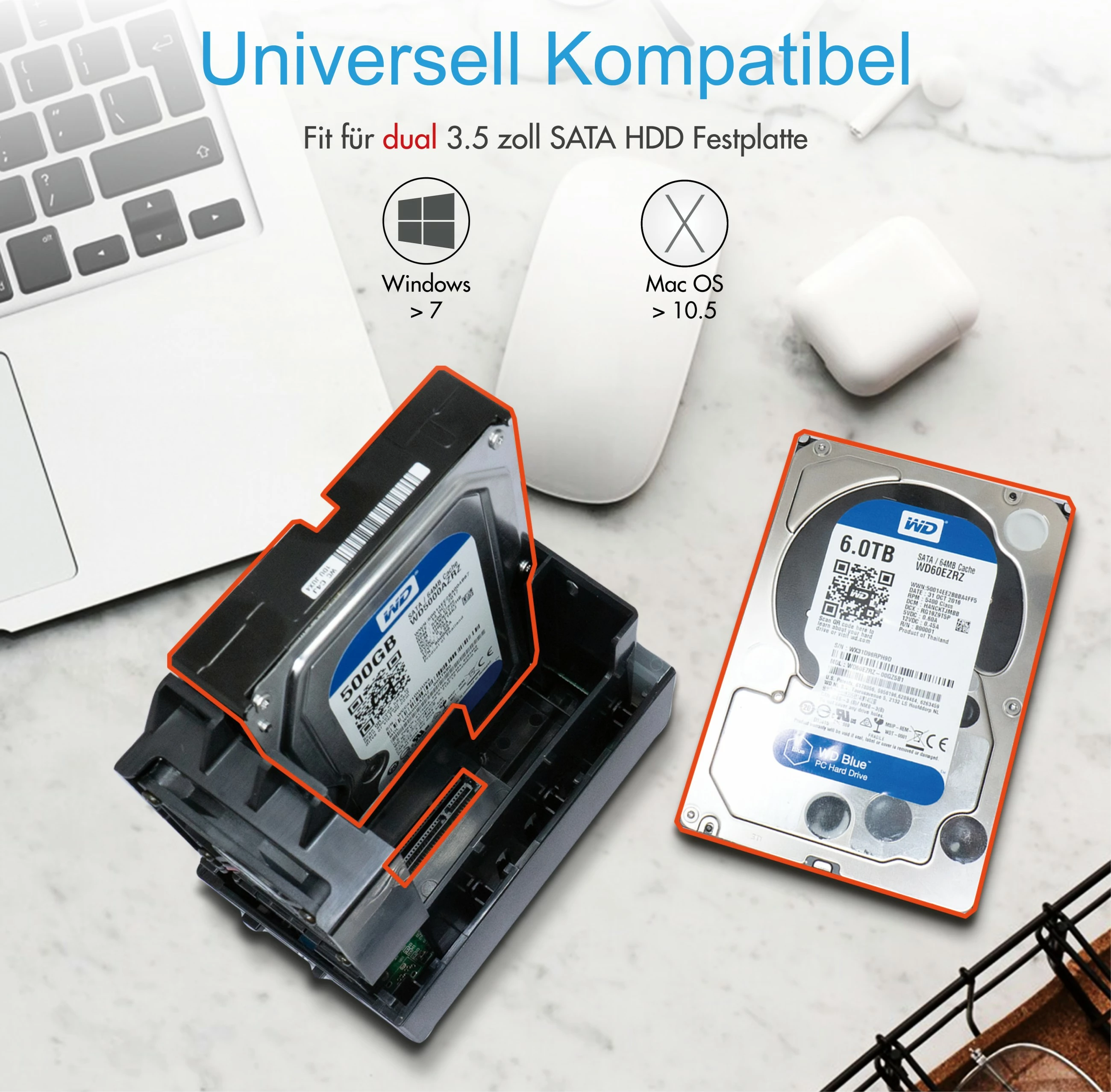 Zunanji ohišje ICY BOX IB-RD3621U3, 2x 3,5", USB 3.0, RAID, črno