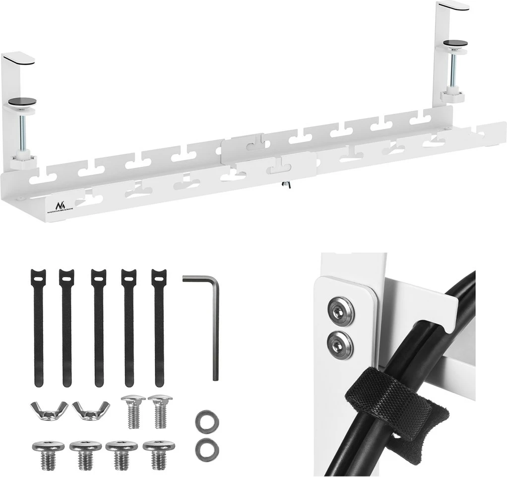 Organizator kablov pod mizo Maclean MC-103 W, jeklo, bel