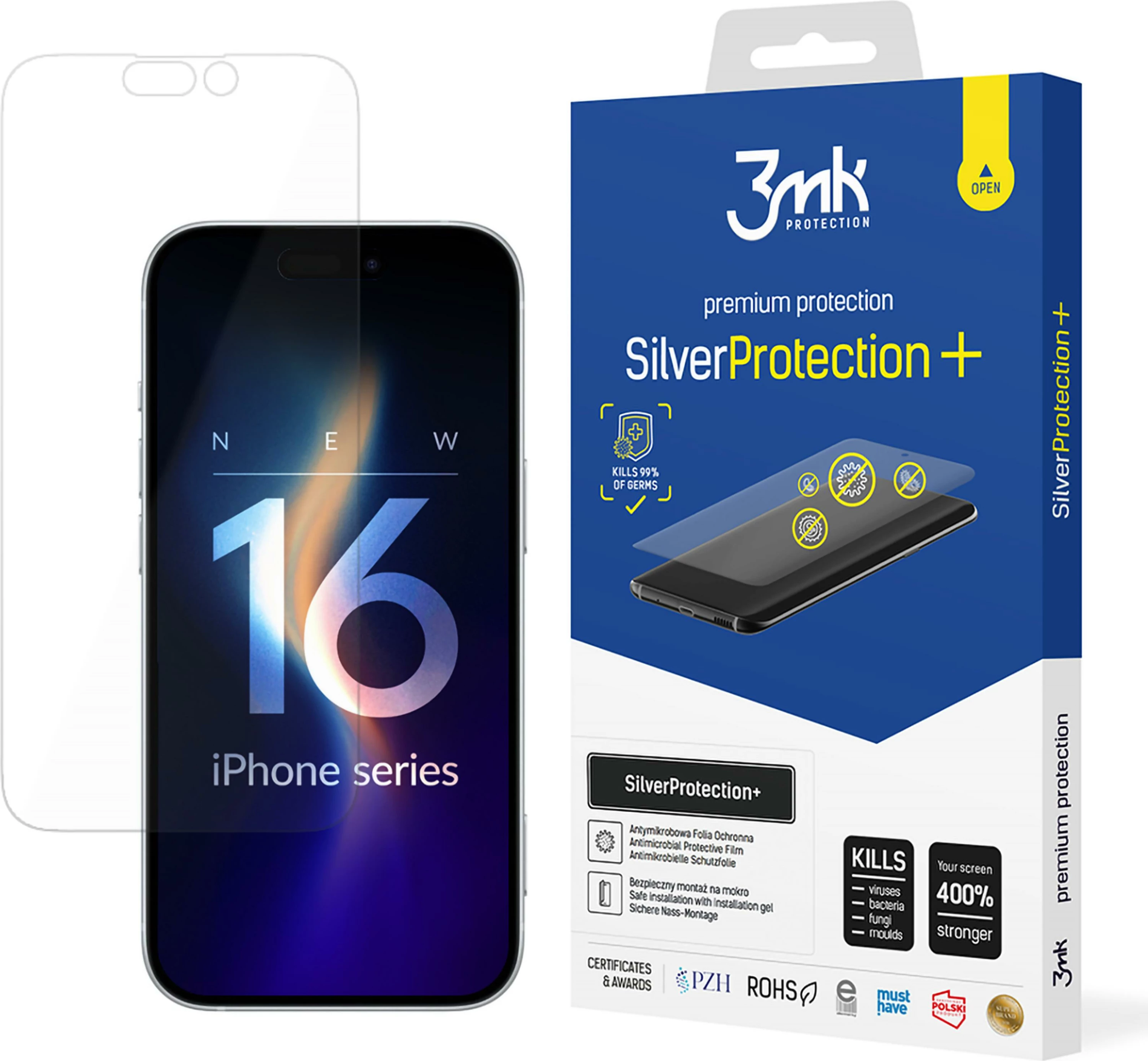 Antibakterijska zaščitna folija 3mk SilverProtection+ za iPhone 16