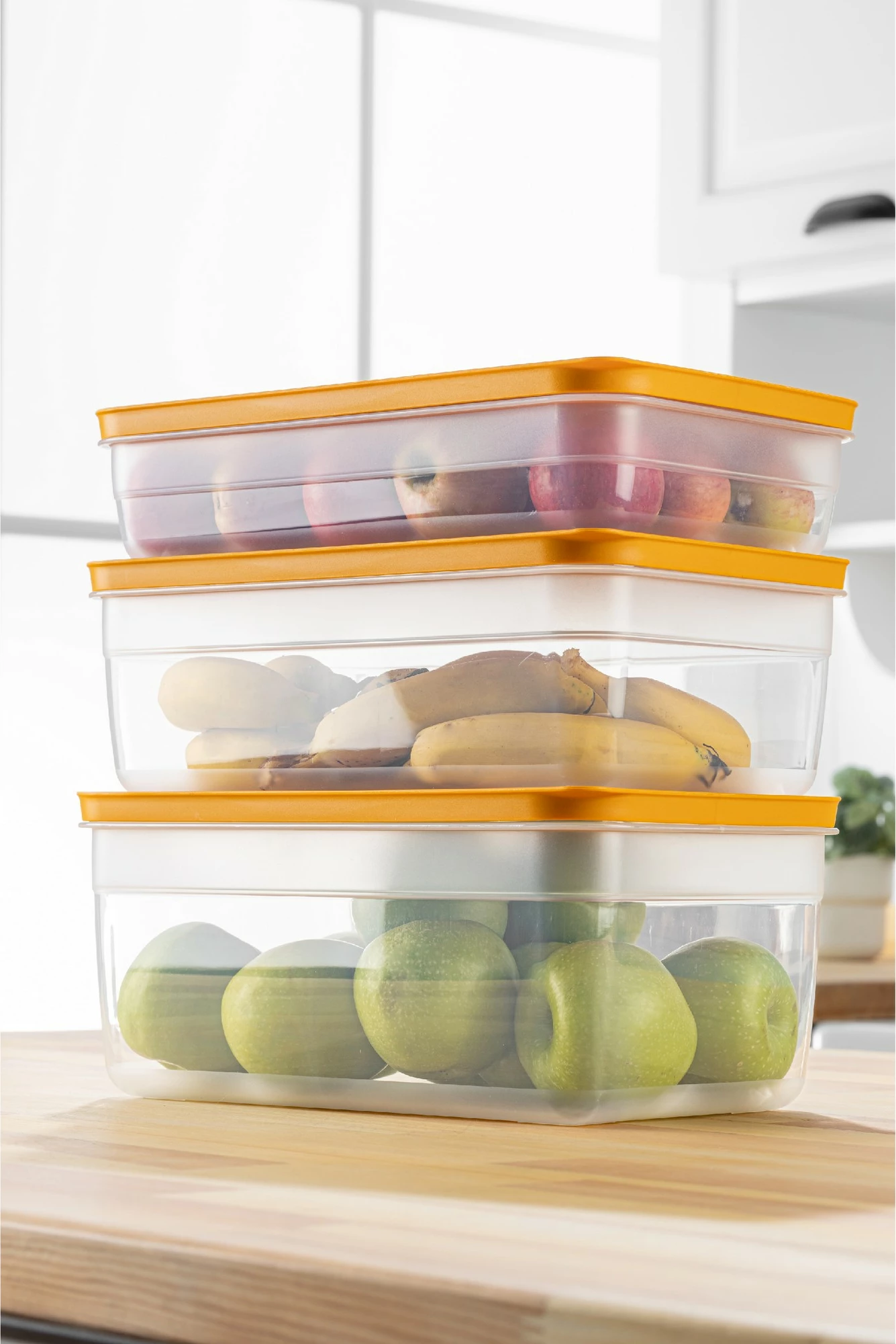 Set plastičnih škatel za shranjevanje (3 kosi), Hermia HK3LU, oranžna