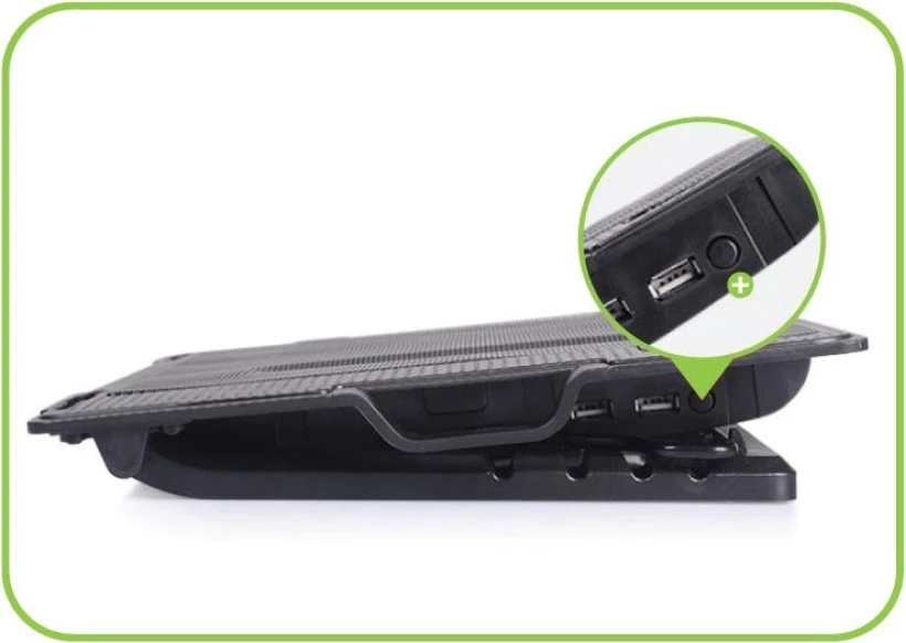 Podstavek in hladilnik za prenosnik, Techly, do 17,3", črn