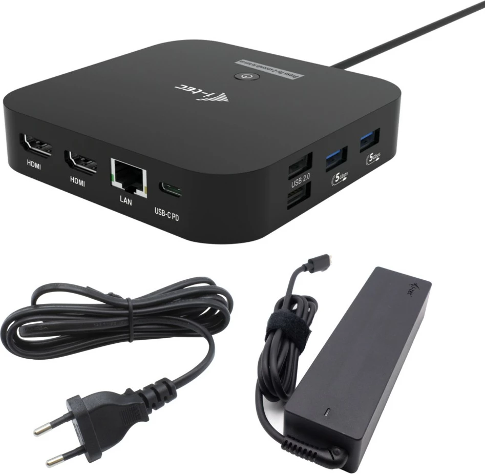 Docking postaja I-Tec USB-C Dual HDMI, 2xHDMI, 1xGLAN, 2xUSB-A 3.2, 2xUSB 2.0, 1xUSB-C Gen2, 1xUSB-C Gen1, 100W USB-C PD, črna