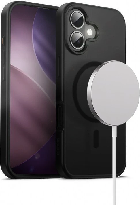 Tanek ovitek MagSafe z 37 magneti N52, za iPhone 17, polikarbon, črn, CRONG Hybrid Frost MAG Cover CRGHFMIP1763BLK