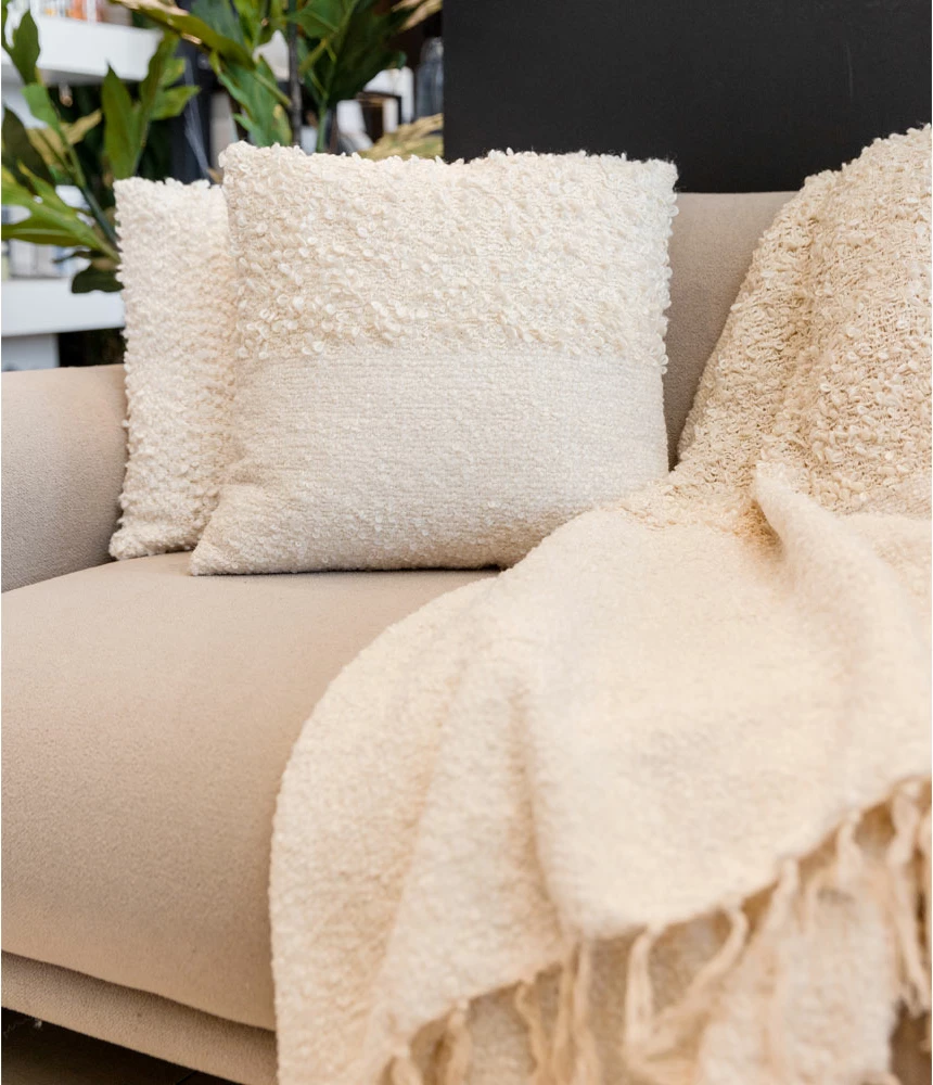 Dekorativna odeja, bela–bež, 180x240 cm, SIMPUL