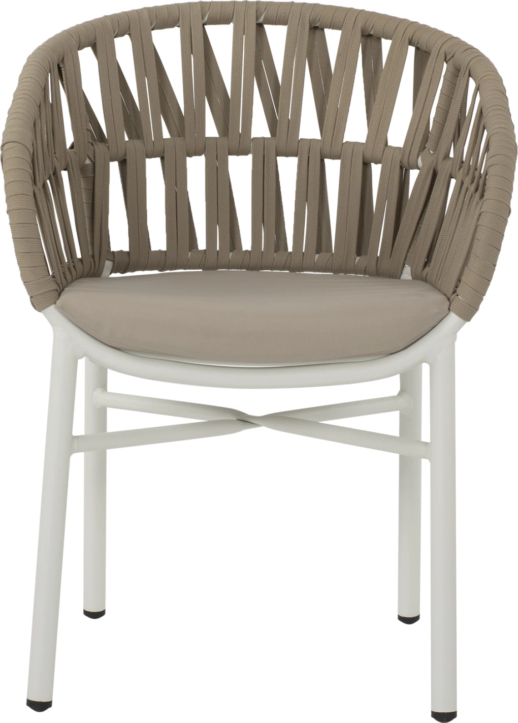 Aluminijasti naslanjač bel z bež vrvjo 57x56x78Η cm FH5857.02