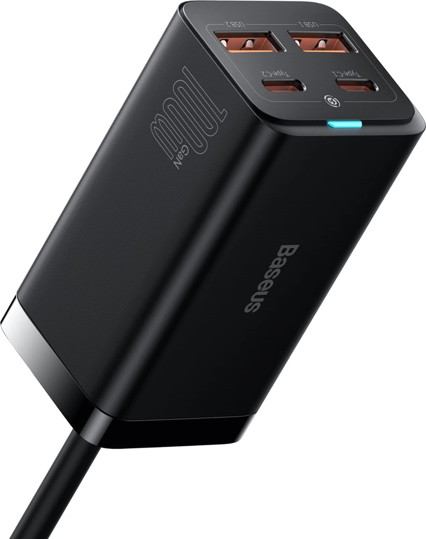 Univerzalni polnilec Baseus GaN3 Pro, 100 W, 2x USB-C, 2x USB-A, črn