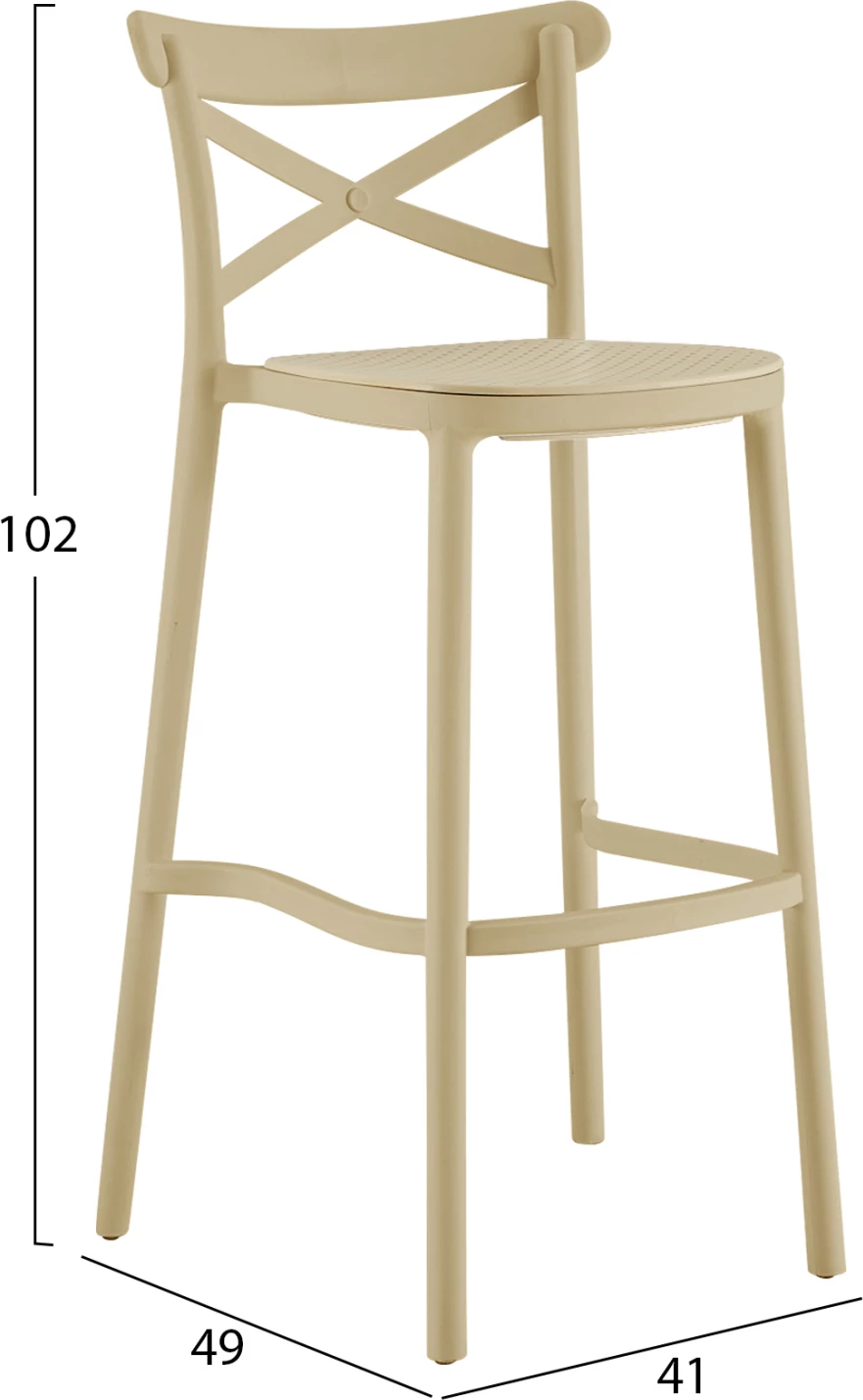 Barski stol iz polipropilena CONN FH5933.03 v barvi kapučina 41x49x102H cm