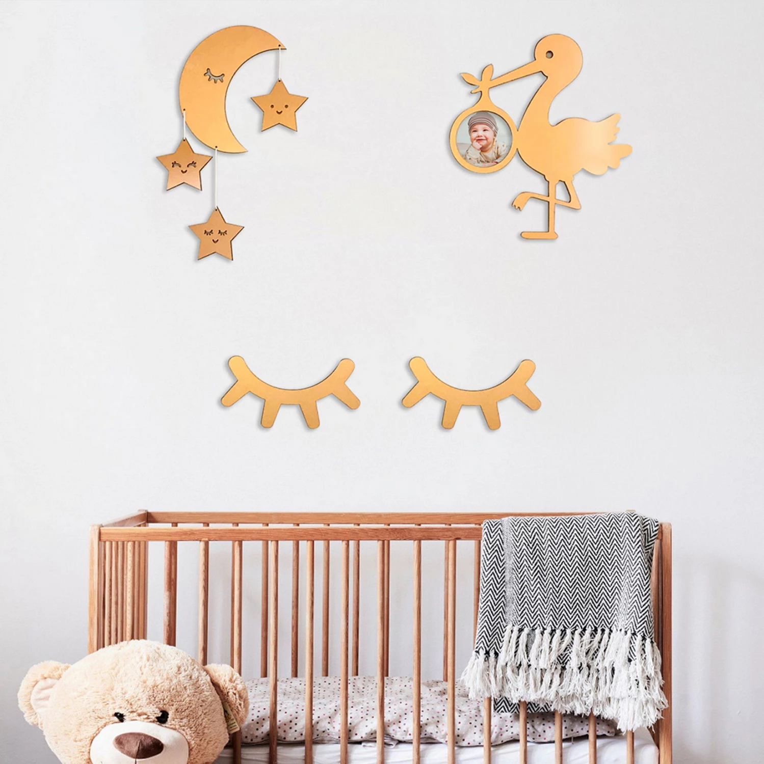 Set otroških dekorativnih stenskih elementov HARSHA les HM9207 50x35 cm