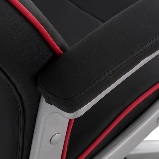 Pisarniški stol za igranje v obliki vedra FH1007.01 črna PU in rdeča črta 69x68x(119-127)cm