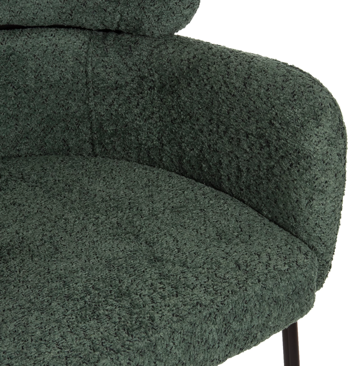 Barski stol srednje višine WOLF FH8584.03 v petrol zelenem bouclé blagu-črne kovinske noge 56x56x96Hcm, set 2 kosov