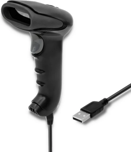 Brezžični čitalec črtnih kod 1D/2D, črn, Qoltec 50868