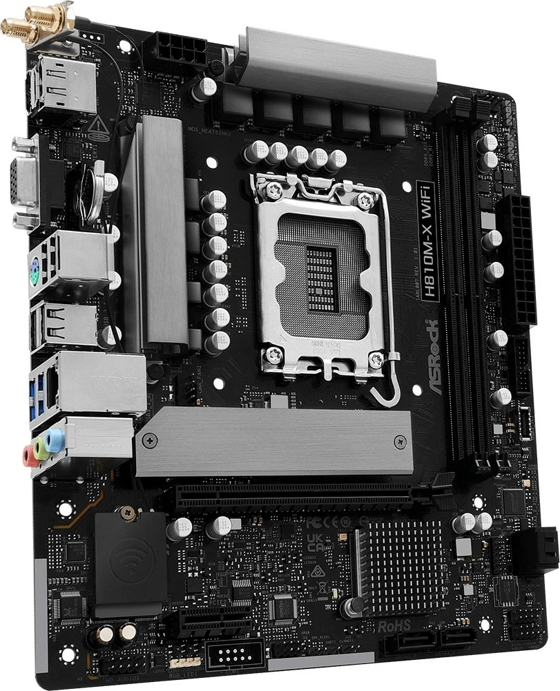 Plošča ASRock H810M-X WiFi micro ATX, Intel H810, WiFi, Bluetooth, črna