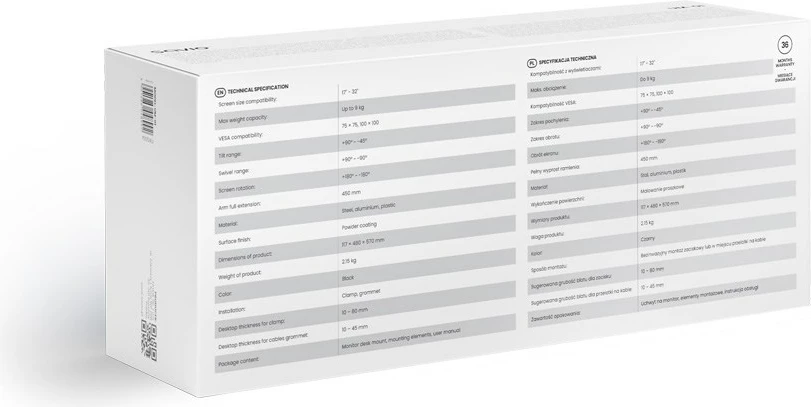 Stojalo za monitor s plinsko vzmetjo SAVIO UM-01, 17'' - 32'', črno