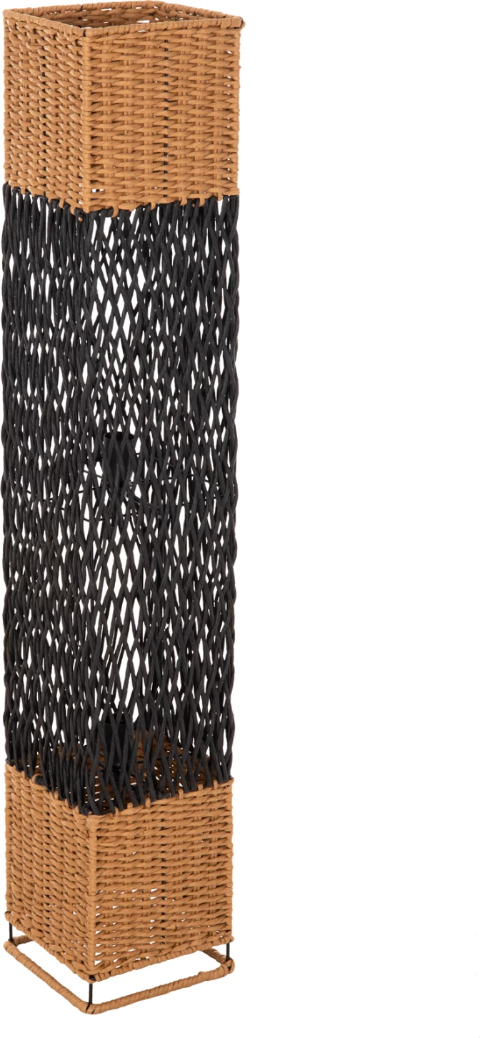 Samostoječa svetilka iz kovine in papirnate vrvi v peščeno bež-črni barvi 21x21x119,5H cm