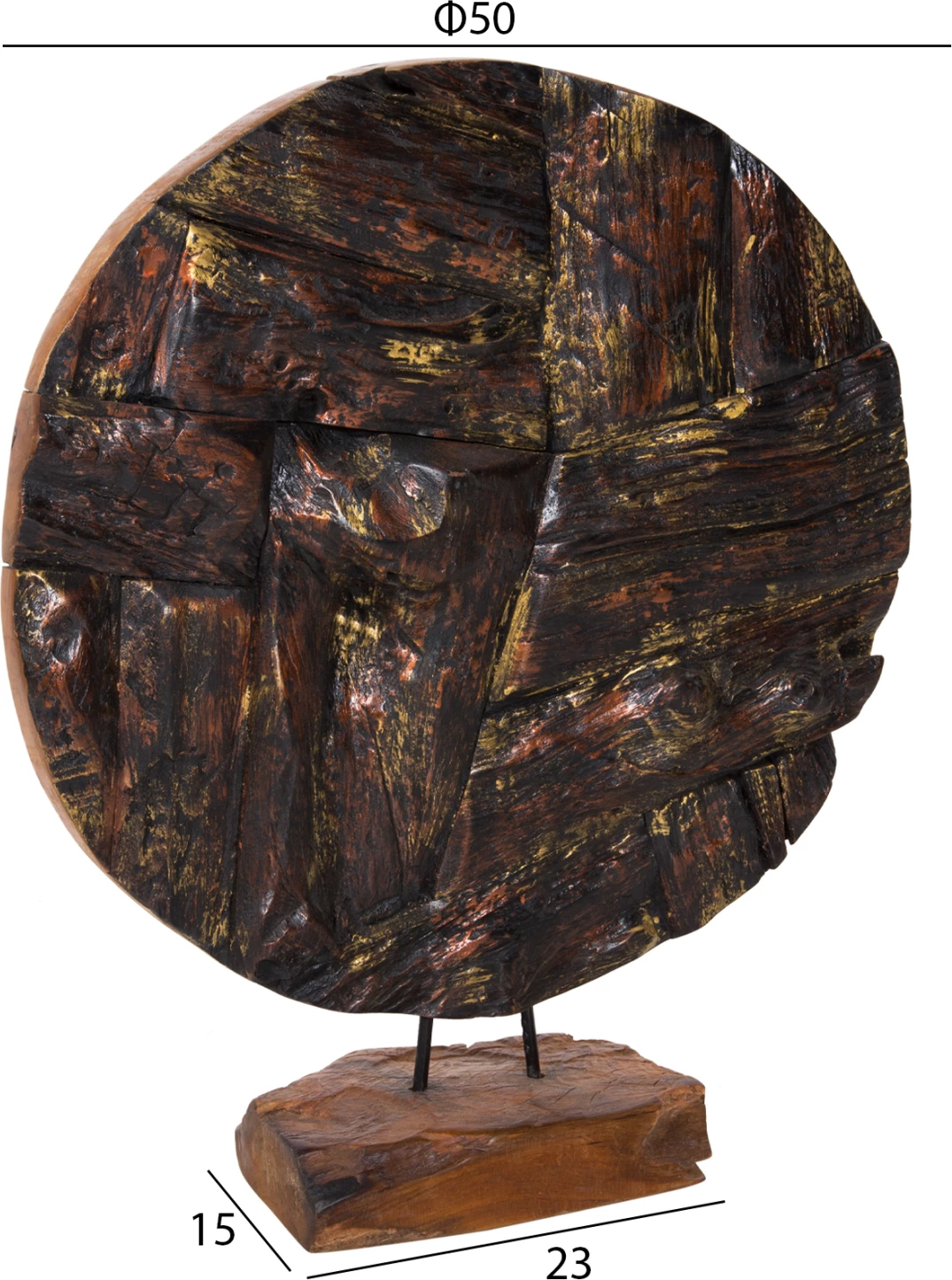 Namizna dekoracija FH7718 iz masivnega tikovega lesa naravna 50x15x64H