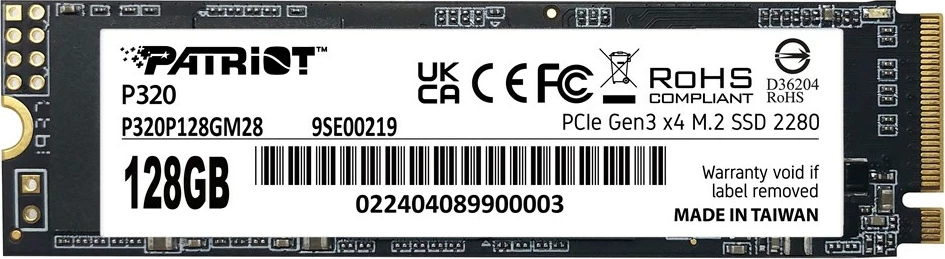 SSD Patriot Memory P320, 128 GB, M.2, PCI Express 3.0, NVMe, črn