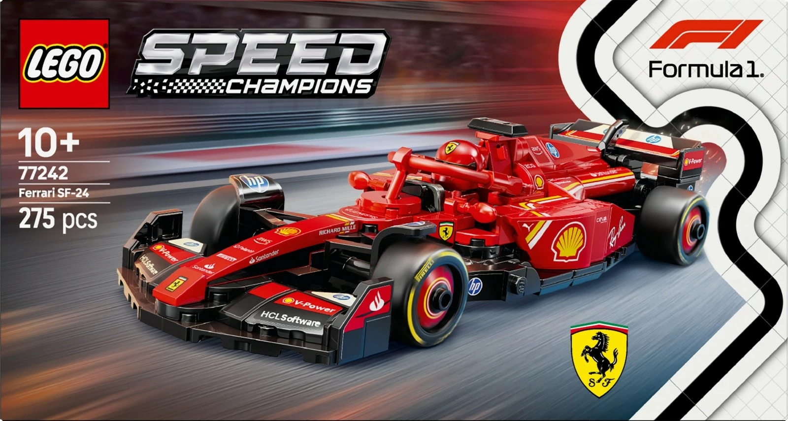 Komplet dirkalnik Ferrari SF-24 F1, LEGO Speed Champions 77242, 275 kosov, rdeč