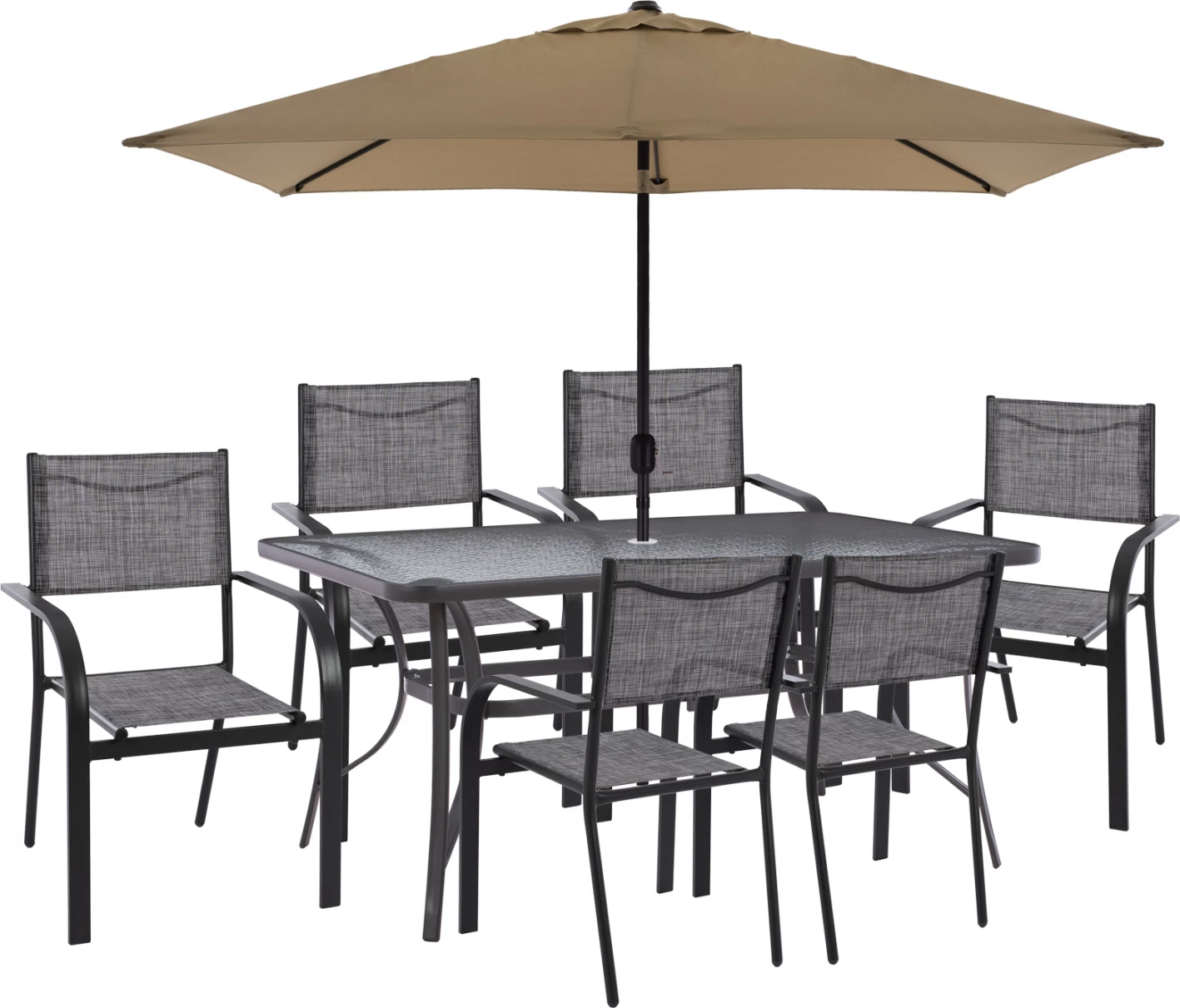 Jedilni set z dežnikom 8 kosov siva miza 150x90 in naslanjač FH11533.02