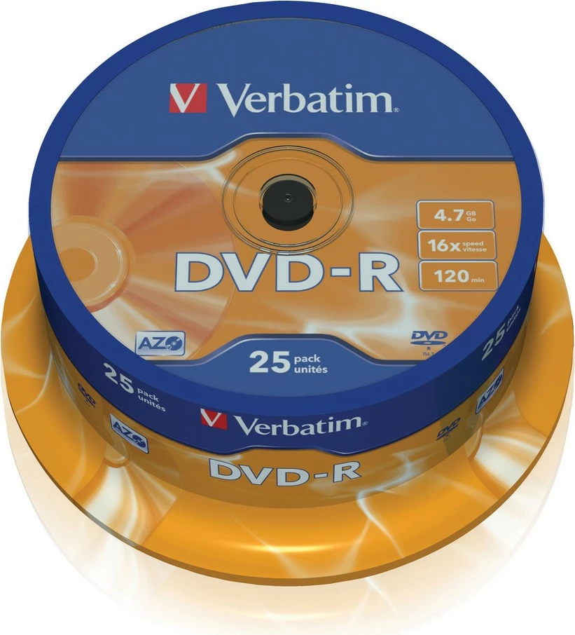 DVD-R, 4,7 GB, 16x, 25 kosov, Cake Box Verbatim 43522