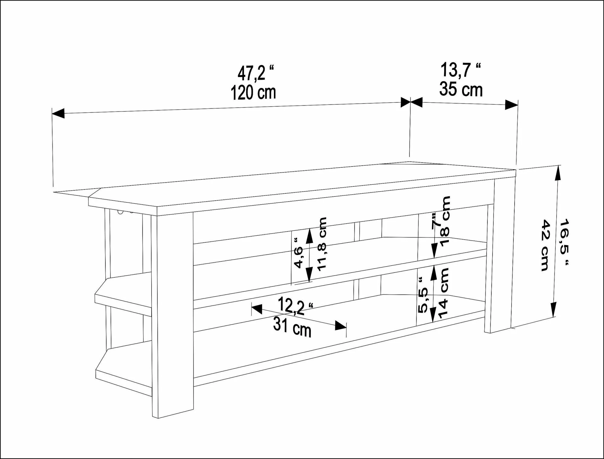TV komoda Skye Decor, star hrast in antracit