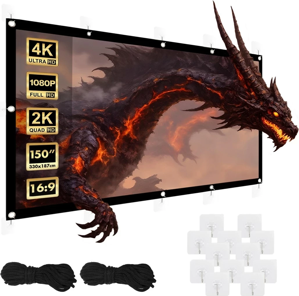 Projekcijsko platno 150", 330x187 cm, 16:9, poliester, z napenjalnimi kljukami Maclean MC-167