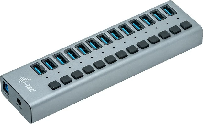 USB razdelilnik z 13 vrati in polnjenjem, 60 W, i-tec U3CHARGEHUB13, siva