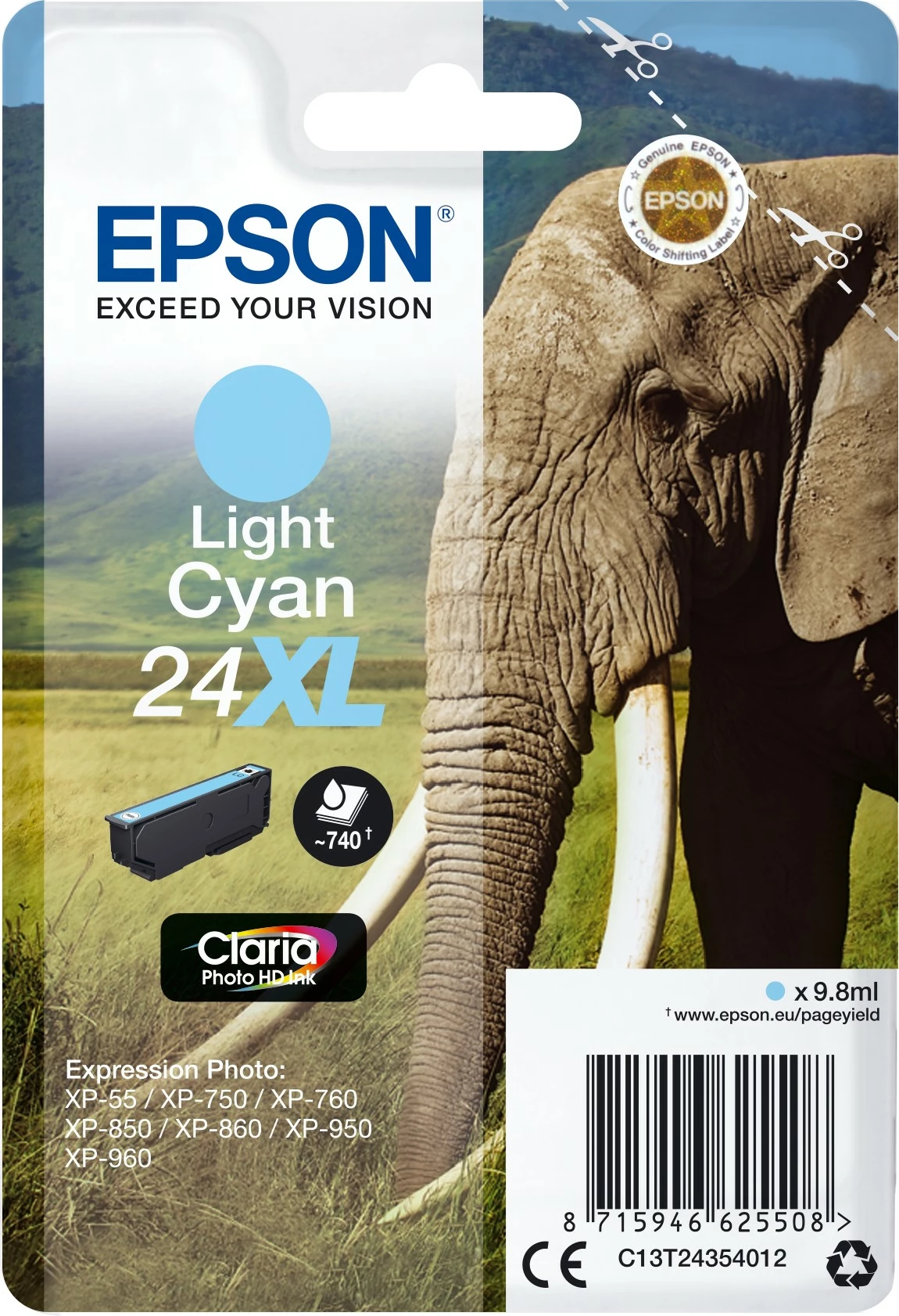 Toner svetlo cijan Epson Elephant Singlepack 24XL, 9.8 ml