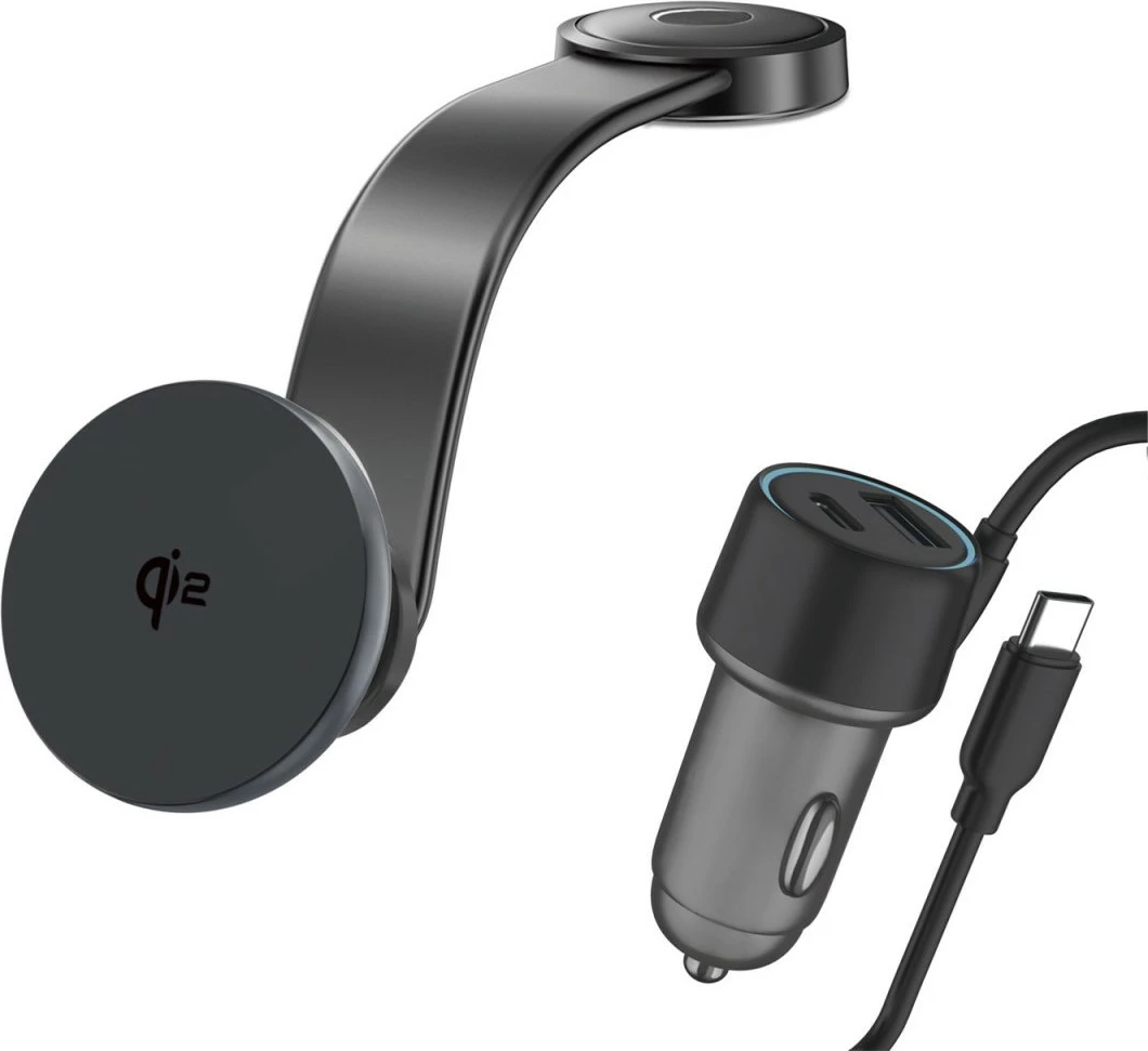 Brezžični polnilnik Qi2 za avto 4smarts, 12 V, 1,2 m, siv