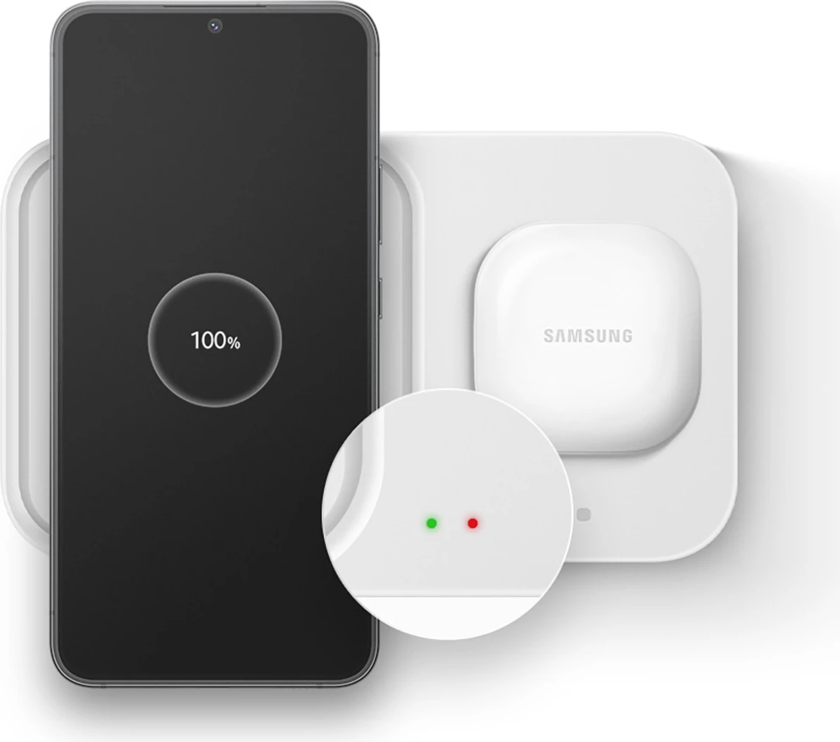 Brezžični polnilec Duo, Samsung Wireless Charger Duo EP-P5400TWEGEU, 15 W, z USB-C kablom, bel, komplet