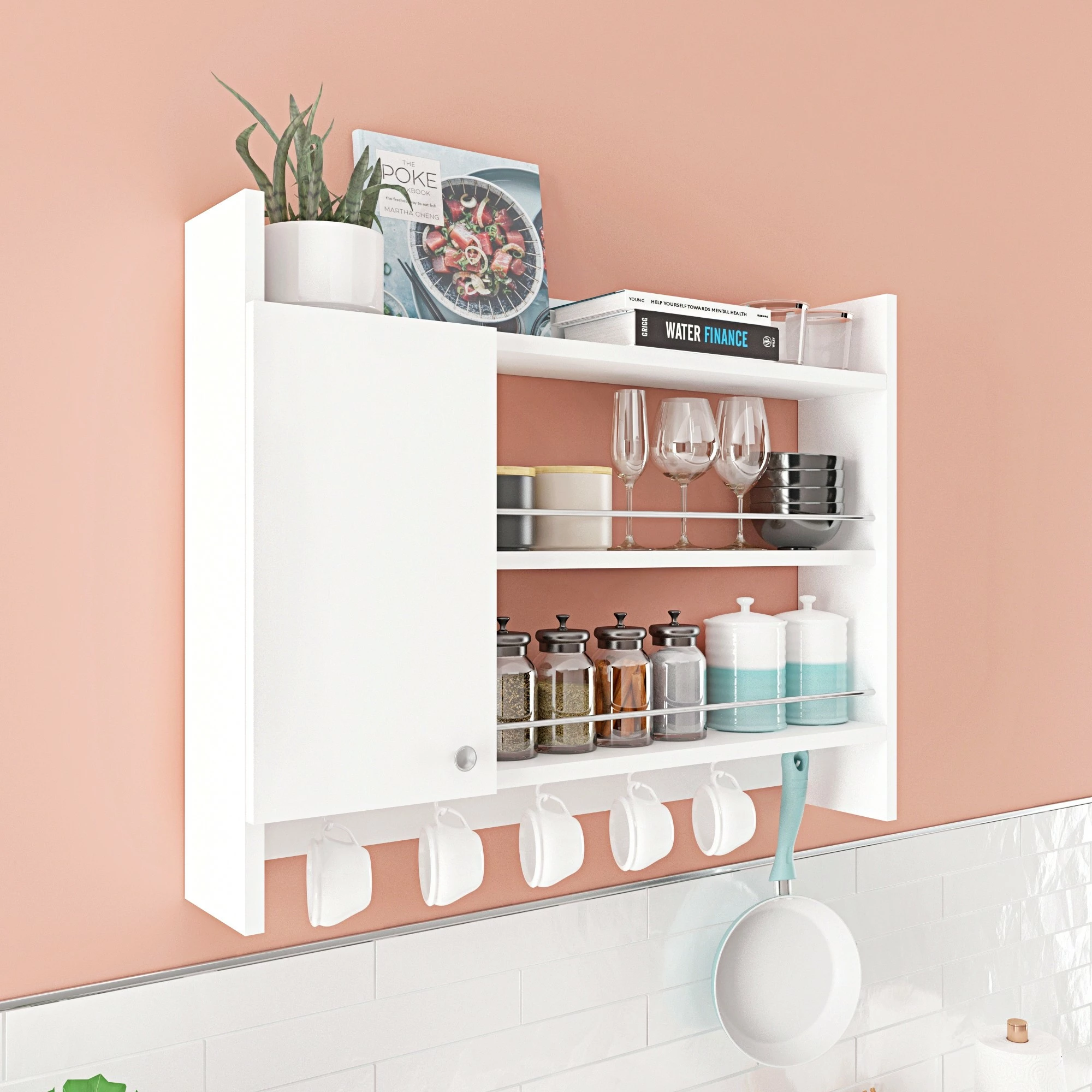 Raft za kuhinjo bel, Skye Decor Knerr