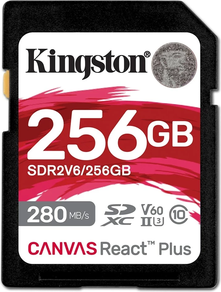 Kartica pomnilnika 256GB Kingston Canvas React Plus SDXC, črna