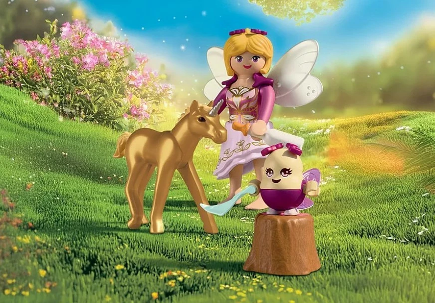Set figuric z zlatim žrebetom enoroga, vilo in Joylingom, Playmobil Princess Magic 71844, 23-delni