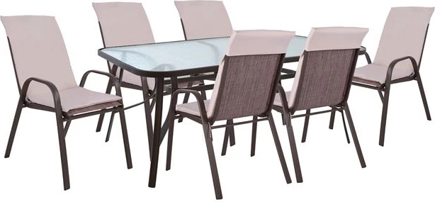 Komplet jedilne mize 7 kosov stoli z blazino in mizo 160x90 FH10571.02 rjava