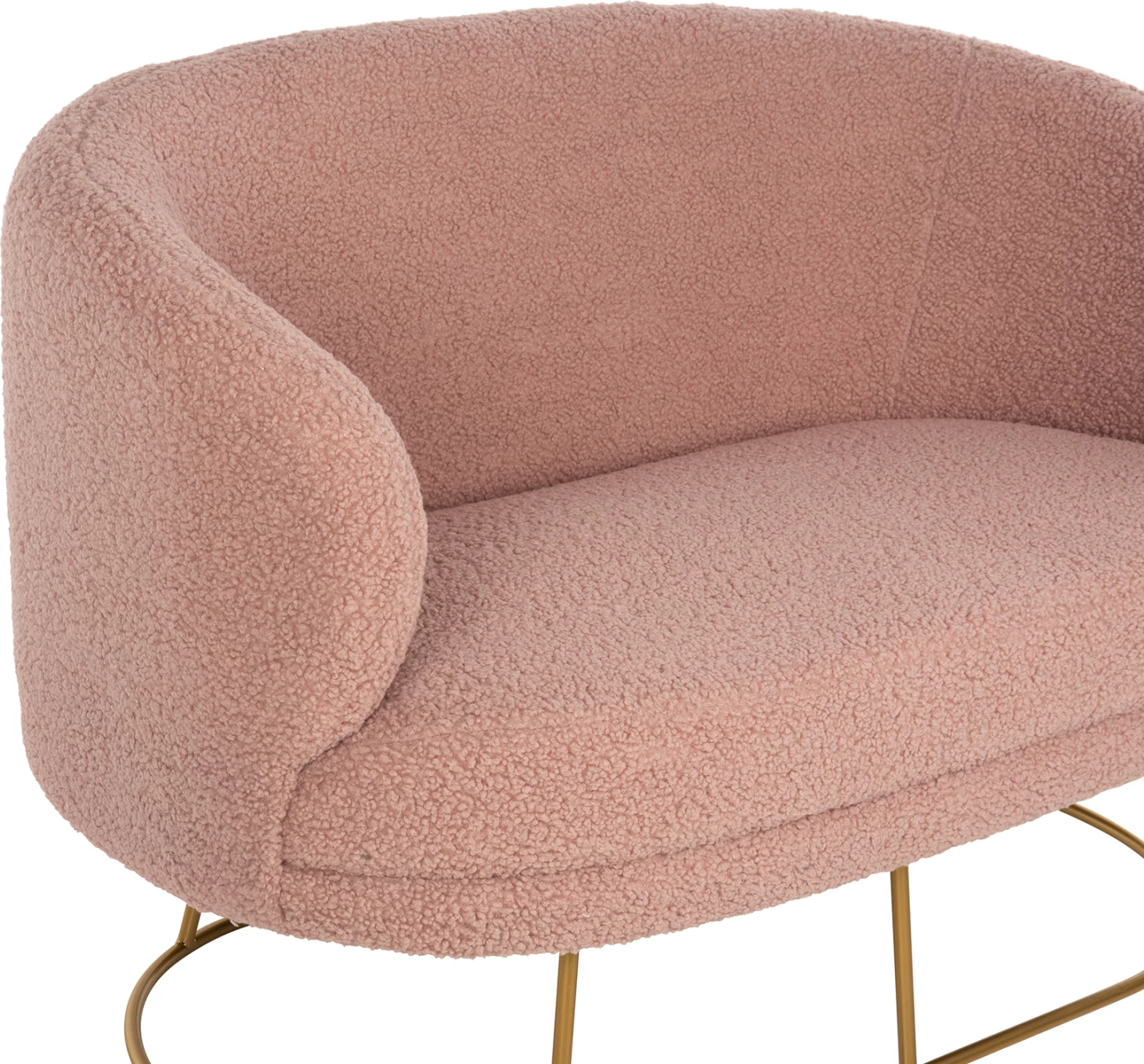 Dvosedna sedežna garnitura ARIEN FH8492.22 v barvi prašno roza boucle tkanina in z zlato kovinsko osnovo 130x75x85Hcm