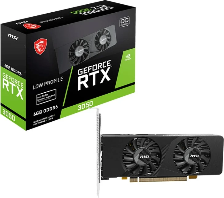 Grafična kartica MSI GeForce RTX 3050 LP E 6G OC, 6 GB GDDR6, črn