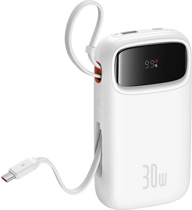 Prenosna baterija Baseus QPow 2, 20000 mAh, 30 W, 2x USB-C, bela