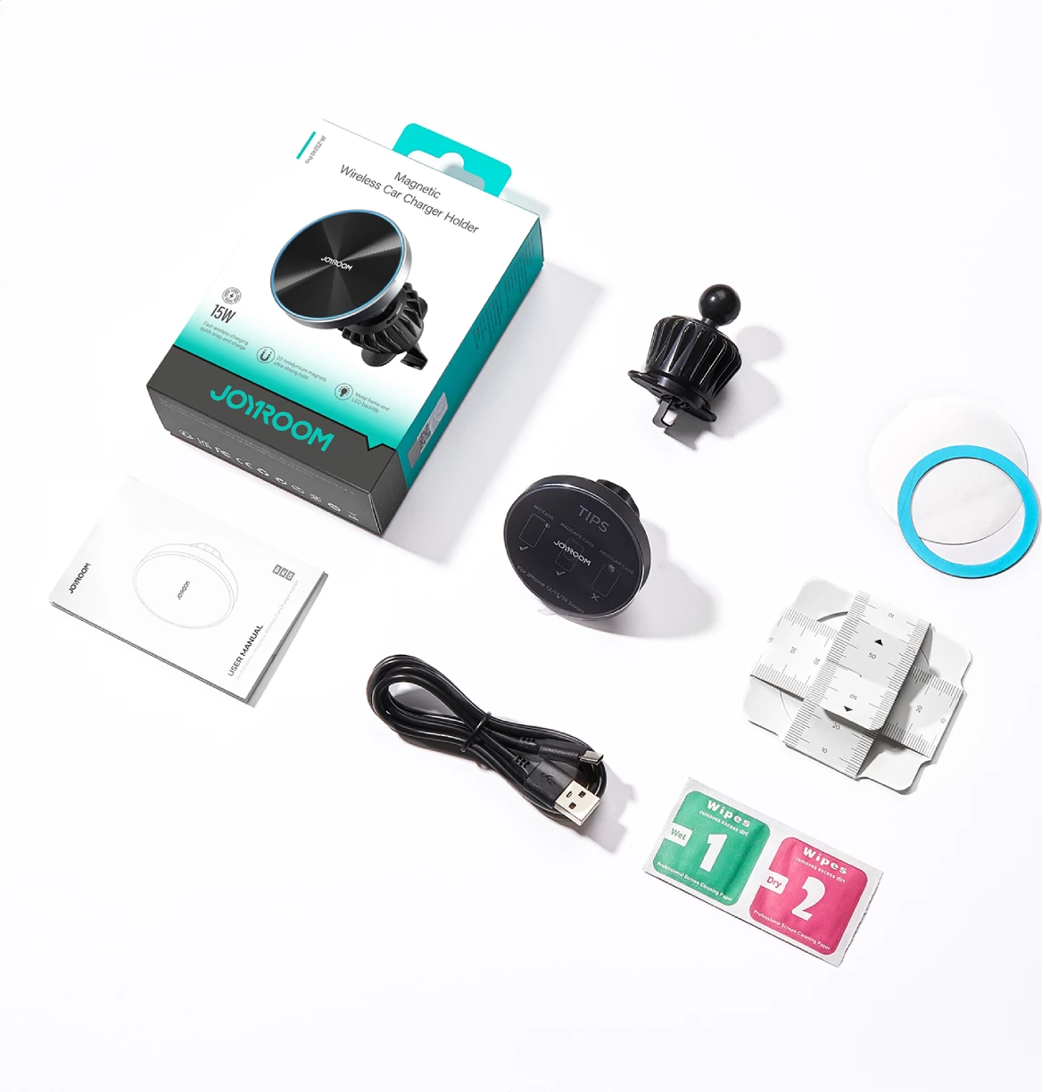 Magnetni avto nosilec z brezžičnim polnjenjem 15W, Joyroom JR-ZS240 Pro, črn