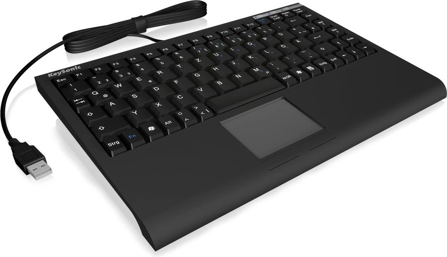 Mini tipkovnica s touchpadom KeySonic ACK-540U+, USB, QWERTZ, črna