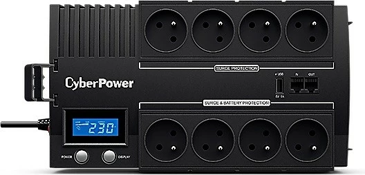 UPS 1200VA/720W, ekran LCD, 8x FR, 1x USB, CyberPower BR1200ELCD-FR, črn