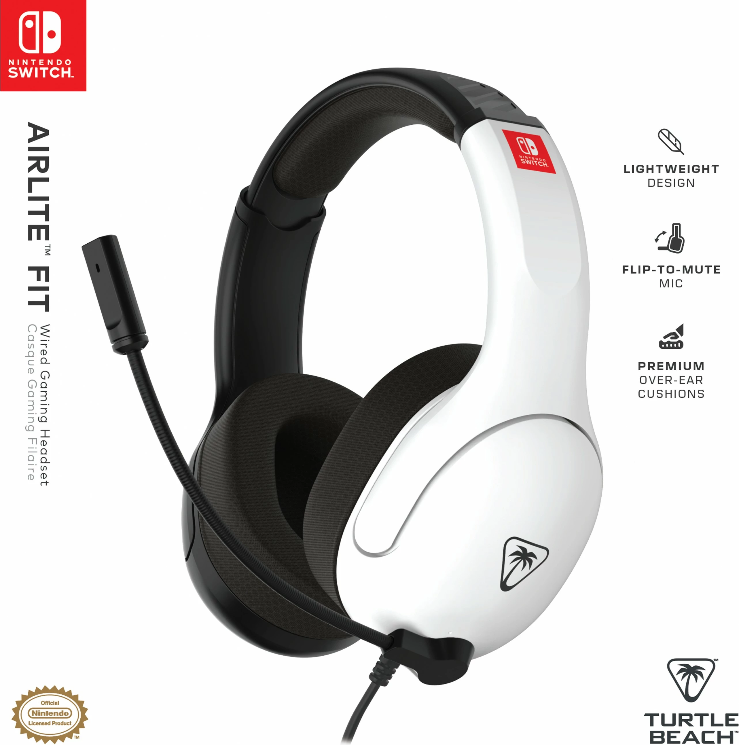 Gaming slušalke Airlite Fit, Turtle Beach, z mikrofonom, bela/črna