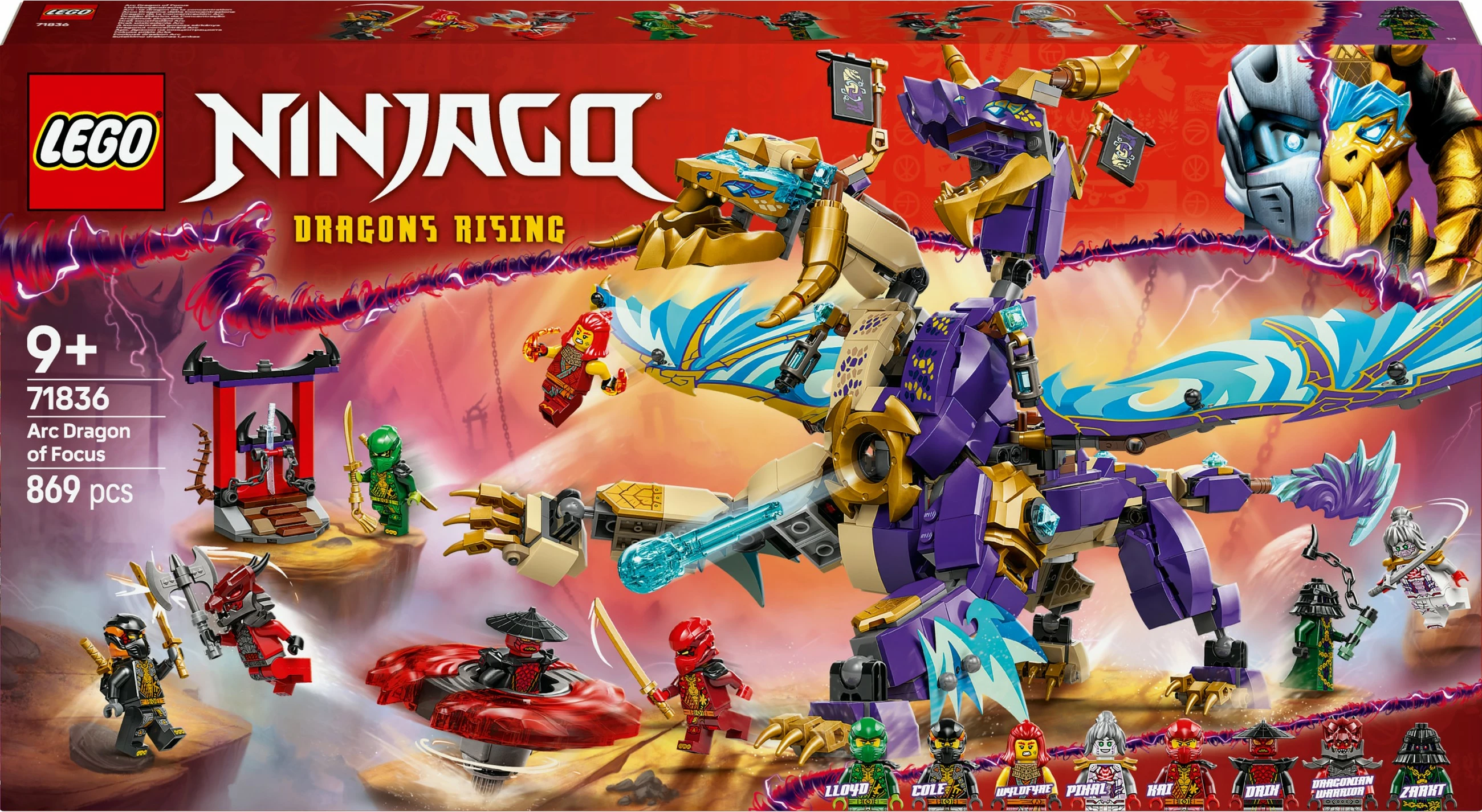 Set za sestavljanje Ninjago Lichtbogendrache LEGO 71836, 869 kosov, večbarven