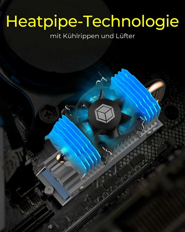 Radiator za SSD ICY BOX IB-M2HSF-705, ventilator 30 mm, 8500 RPM, srebrn