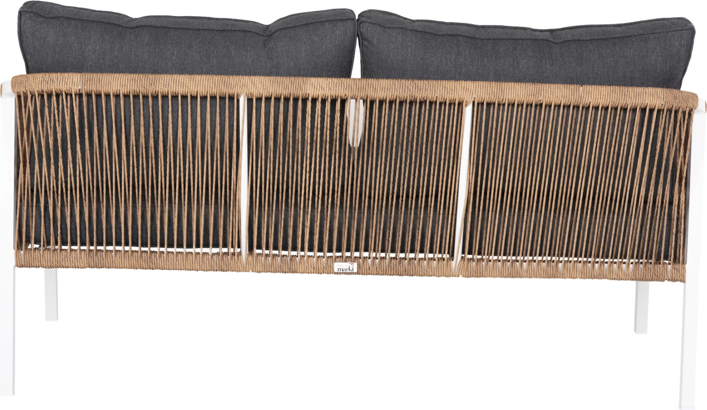 Zunanja dvosedna sedežna garnitura MAERLY FH6055.01 aluminij v beli-temno bež sintetični vrvi-antracit blazine