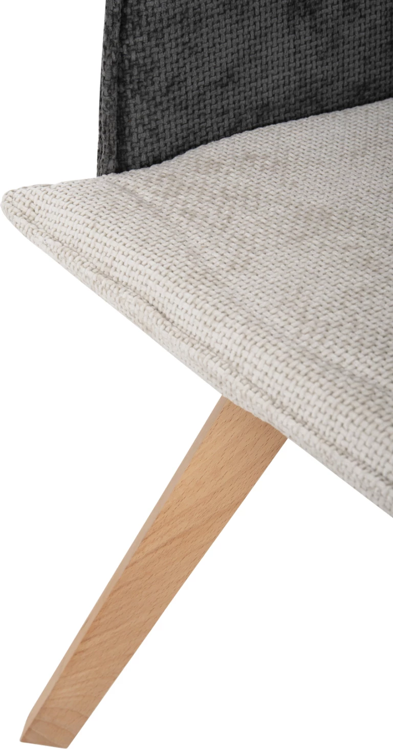 Jedilniški naslanjač REX FH9847.04 iz bež-sive tkanine z nogami iz bukovega lesa 53x60x93Hcm, set 2 kosov