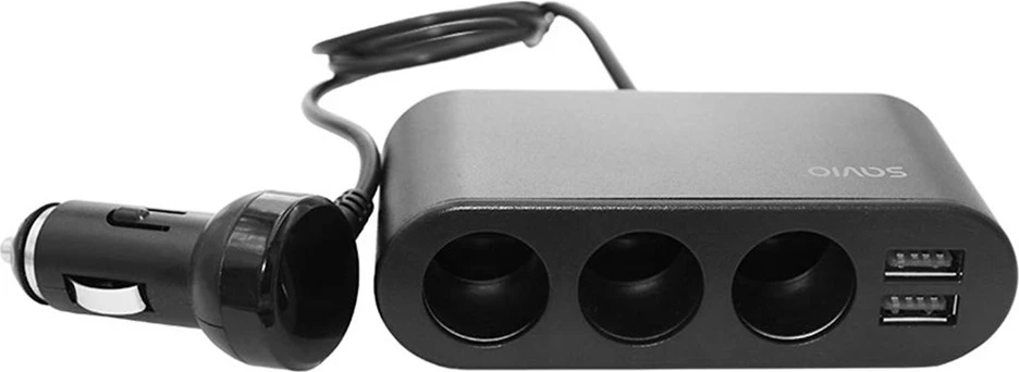 Razdelilec vtičnice za vžigalnik v avtomobilu Savio SA-024, 12/24V, črn