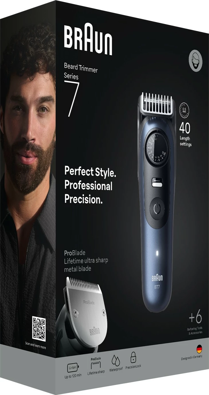 Strojček za britje Braun Series 7 BT7520, na baterijo/omrežje, deep blue metallic