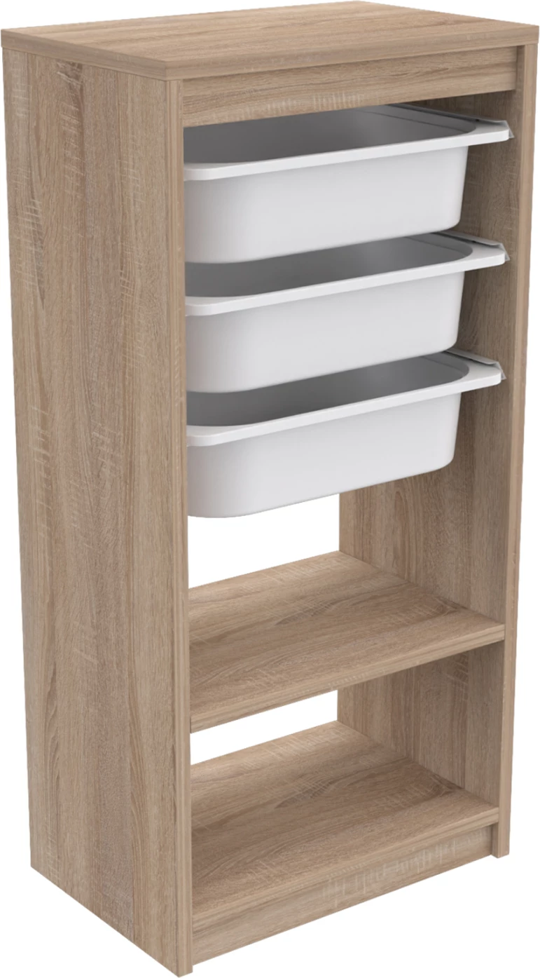 Komoda SANI FH18198.03 melamin v sonoma-beli barvi s predali P.E. 45,5x30x92H cm