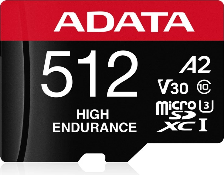 Pomnilniška kartica MicroSDXC 512 GB High Endurance ADATA, rdeča, z adapterjem